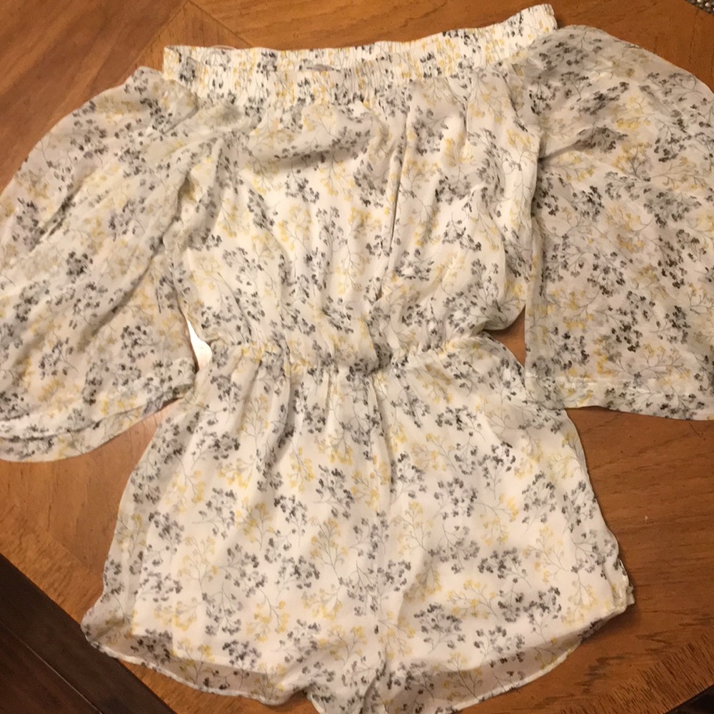 Sugar + Lips White Floral Off-Shoulder Romper